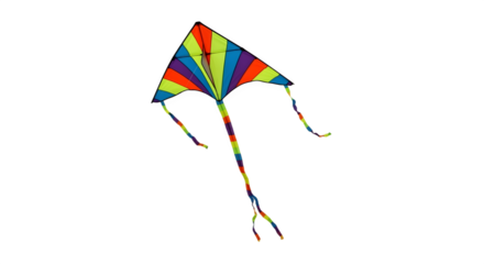 Vibrant Rainbow Delta Kite Soaring High in the Sky.