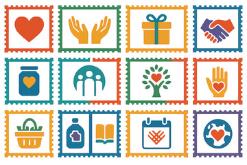 Giving Tuesday Icons for Community Support and Charity