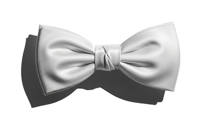Elegant white satin bow tie isolated on a black background