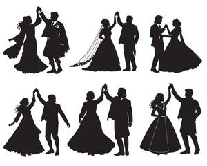 Couple wedding dance silhouette art isolated with background