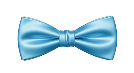 Elegant light blue satin bow tie isolated on black background
