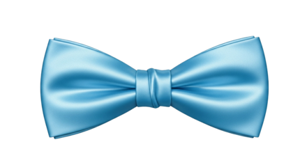Elegant light blue satin bow tie isolated on black background
