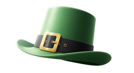 Traditional irish leprechaun hat with gold buckle on black background
