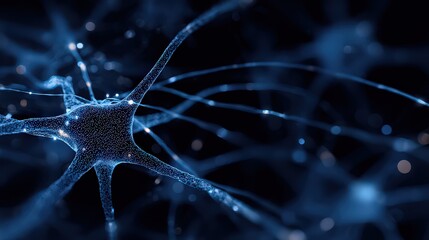 Abstract Neural Network Structure with Blue Digital Lines on Black Background