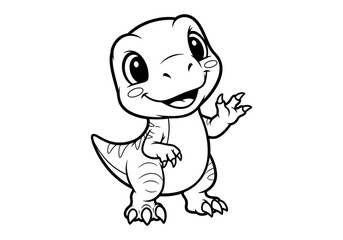 Obraz premium Adorable dinosaur line art for kids' coloring pages and educational materials
