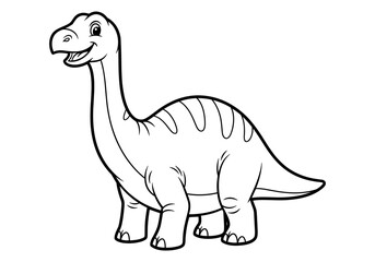 Smiling cartoon dinosaur outline for kids' coloring activities and education
