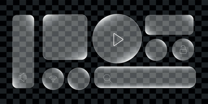 Liquid glass smartphone button ui design. Light frame glassy style for mobile control design and web app design. editable vector design. - Powered by Adobe