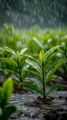 green grass and water drops