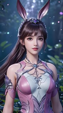 Tang San and Xiao Wu in Star Dou Forest - 3D HD Anime Art with Sweet Smile, AI Illustration
