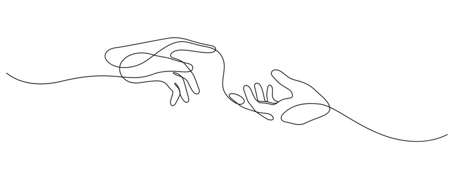 helping hand one line drawing continuous handdrawn