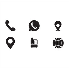 Visiting card icon set. Set of contact icons in outline and solid styles. Includes phone, email, globe, user, location, call, and home symbols. Ideal for web, mobile apps, and UI design projects.