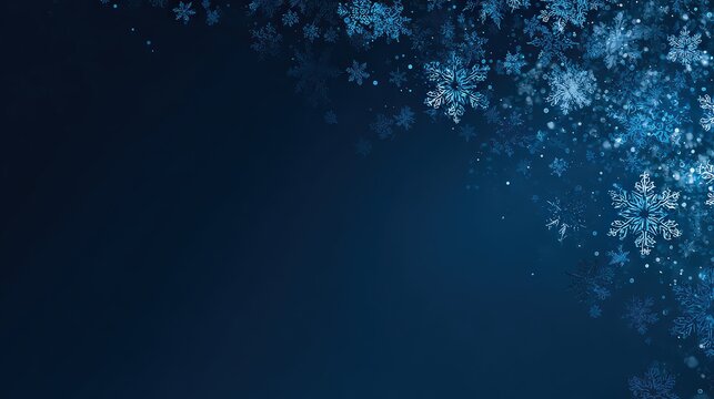 Abstract Snowflake Cluster On Dark Blue Background Creating Festive Holiday Atmosphere
