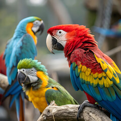 vibrant and colorful parrots a stunning closeup