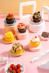 A Cupcake is a small, single-serving cake baked in a small cup-shaped mold, often lined with paper