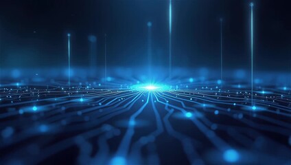 Abstract technological background with microchips and electronic connections on a dark background - Powered by Adobe