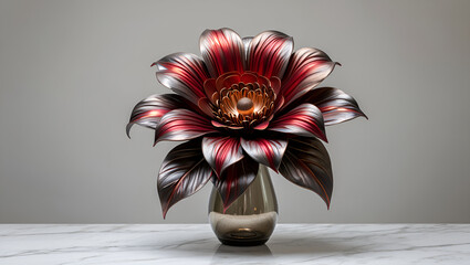 abstract artificial gold shade flower in flower vase, Generative AI