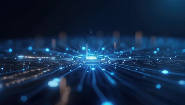 Abstract technological background with microchips and electronic connections on a dark background