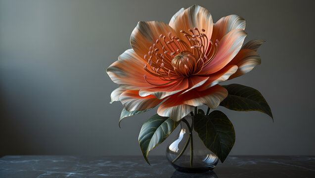 abstract artificial gold shade flower in flower vase, Generative AI
