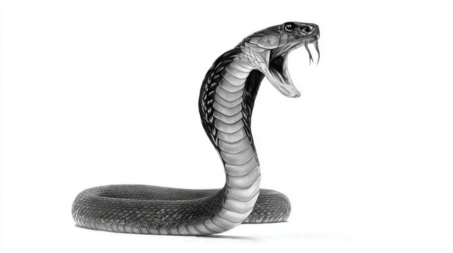 Cobra rearing up, open mouth - Powered by Adobe