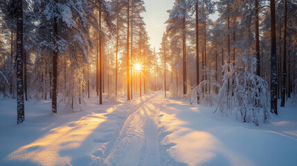 Winter forest. Beautiful snow winter landscape. Winter landscape. Beautiful wintry landscape
