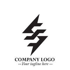 Sleek Electrical Logo Symbol on a Clean White Background for Modern Branding Design Elements Art