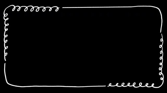 Hand Drawn Curly Line Doodle Frame Border Overlay for Creative Video Editing in 4K Alpha Channel