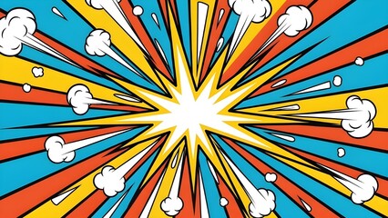Vibrant Comic Burst Background with Pop Art Explosion Design