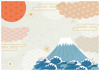 和柄と富士山背景