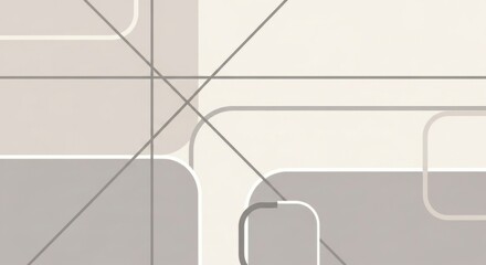 Fototapeta premium Abstract geometric pattern with overlapping lines and smooth curves in neutral tones for modern