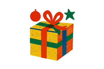 gift box with bow. Playful millustration