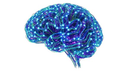 Abstract glowing brain representation of artificial intelligence and neural network