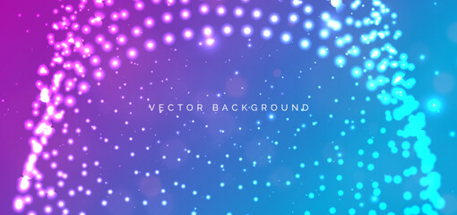 Dot glowin lines on blue and pink background.