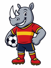 Cartoon vector illustration of rhino football mascot.