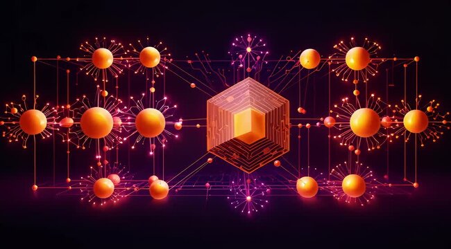 Abstract tech background with AI tools on a dark background