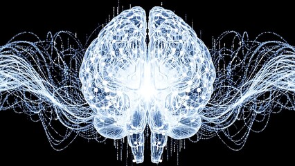Human brain with neural activity concept of mental health and learning