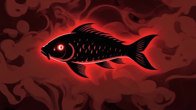 red fish on a black background