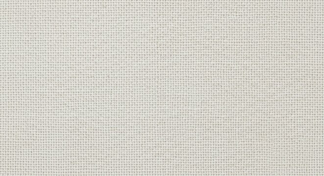 Neutral light beige linen fabric texture. High-resolution top view detailing the rough, woven fiber pattern and grainy surface.