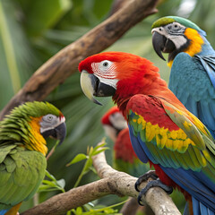 vibrant and colorful parrots a stunning closeup