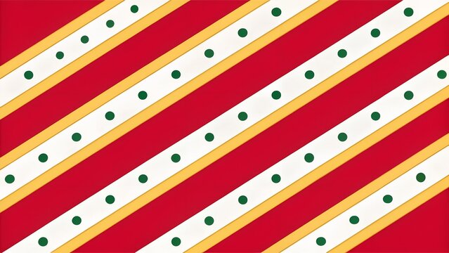 Vibrant Red White Diagonal Pattern with Green Dots for Festive Background