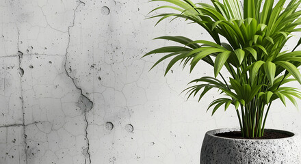 Industrial Concrete Wall and Green Plant Background