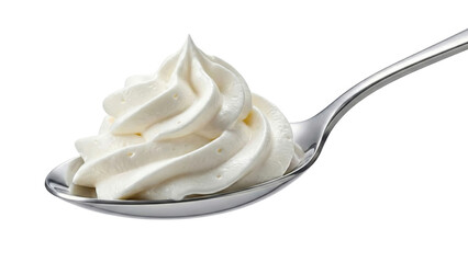 Creamy Swirls: A pristine spoonful of whipped cream offers a tempting swirl, inviting you to savor its light, airy texture and delicate sweetness. 