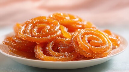 A tempting view of a plate full of delightful, crispy, sweet spiral desserts.