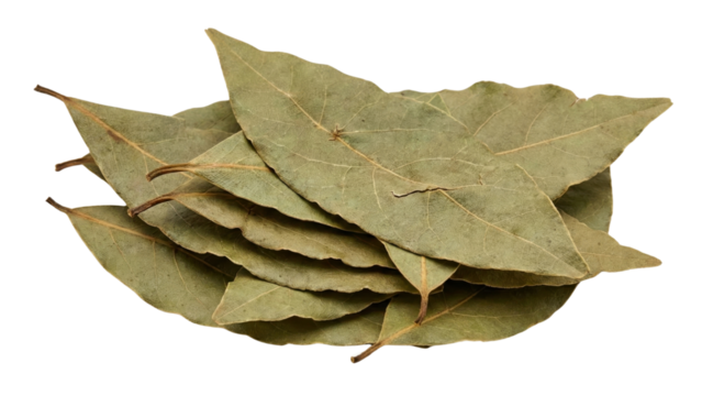 Aromatic Bay Leaves: A collection of dried bay leaves, showcasing their distinct texture and color, perfect for adding depth and flavor to any culinary creation.