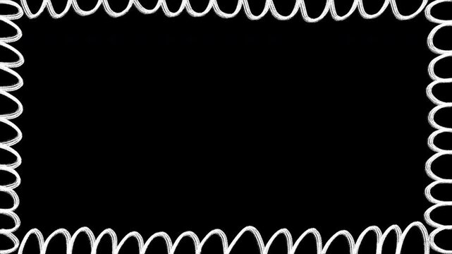 Hand Drawn Curly Doodle Frame Overlay for Creative Video Editing in 4K Alpha Channel