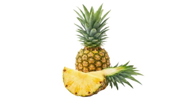 Tropical Pineapple: A close-up shot of a vibrant pineapple and sliced pieces, a symbol of tropical freshness and culinary delight.