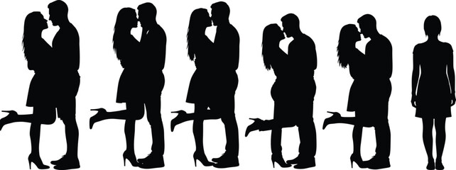 WebMan and Woman Hugging, Standing, and Showing Affection for Love, Valentine's Day, and Dating Design