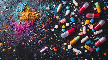 colorful pills background