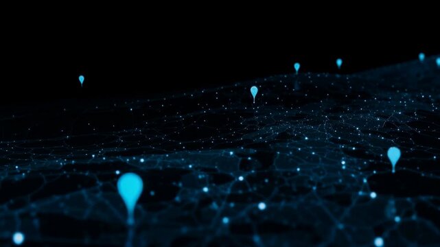 Abstract digital network glowing with blue connecting nodes in tech concept captured with rich cinematic clarity creating an immersive visual moment that draws viewers into a compelling stor