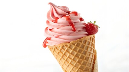 Vanilla Soft Serve Ice Cream Cone Product Photo Full View