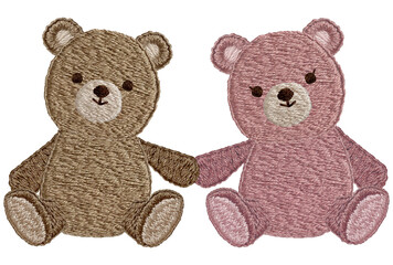 手刺繍の仲良しテディベア